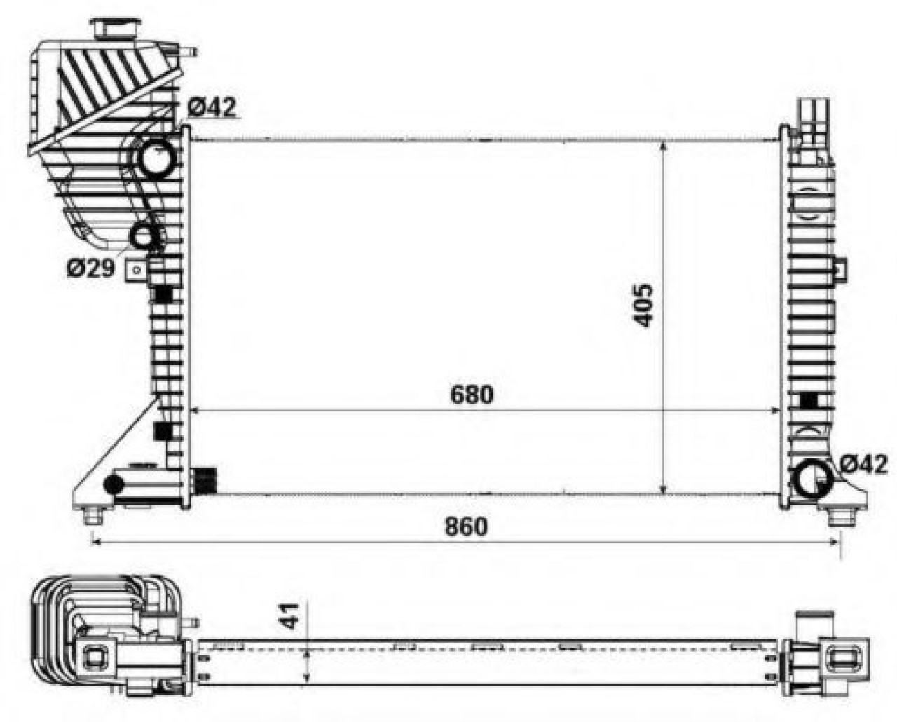 Radiator, racire motor MERCEDES SPRINTER 2-t caroserie (901, 902) (1995 - 2006) NRF 55348A piesa NOUA