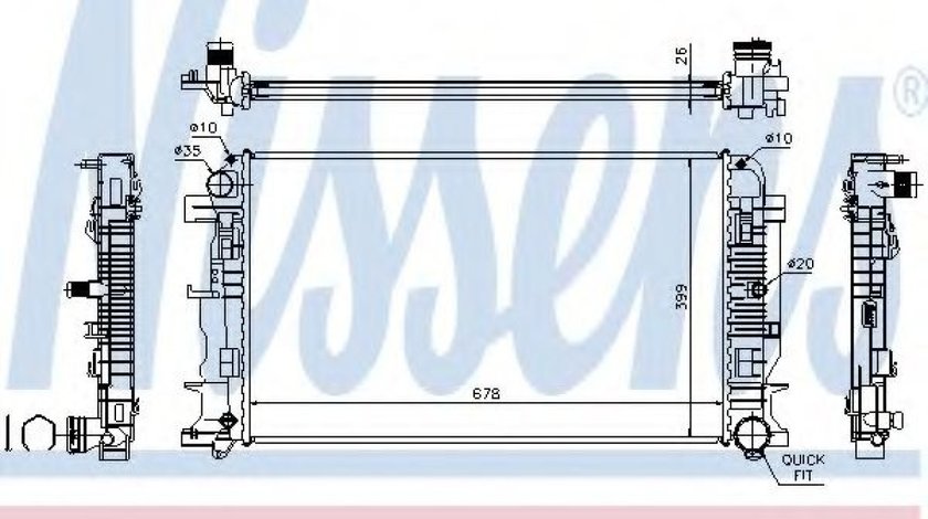 Radiator, racire motor MERCEDES SPRINTER 4,6-t platou / sasiu (906) (2006 - 2016) NISSENS 67156A piesa NOUA