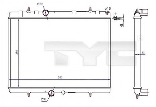 Radiator, racire motor PEUGEOT 307 CC (3B) (2003 - 2016) TYC 726-0020-R piesa NOUA