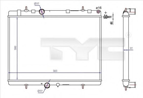 Radiator, racire motor PEUGEOT 308 SW (2007 - 2016) TYC 726-0020-R piesa NOUA