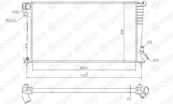 Radiator, racire motor PEUGEOT PARTNER combispace (5F) (1996 - 2012) QWP WRA164 piesa NOUA