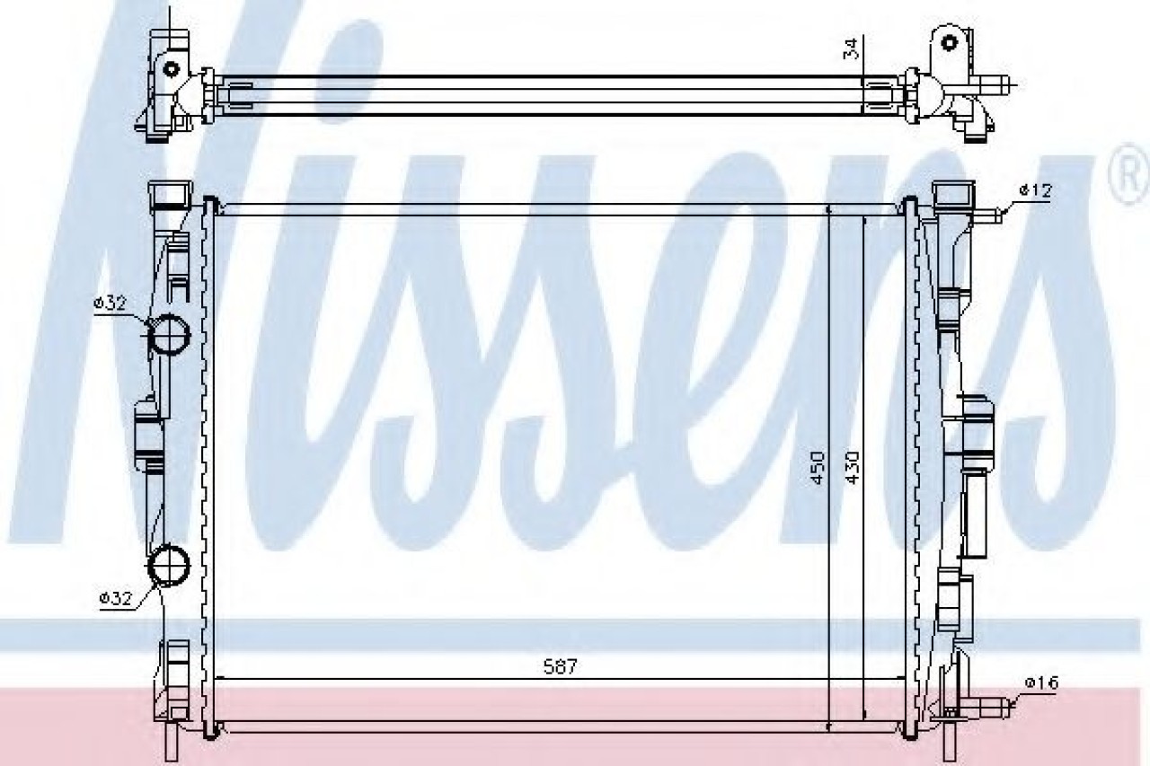 Radiator, racire motor RENAULT SCENIC II (JM0/1) (2003 - 2009) NISSENS 63769 piesa NOUA