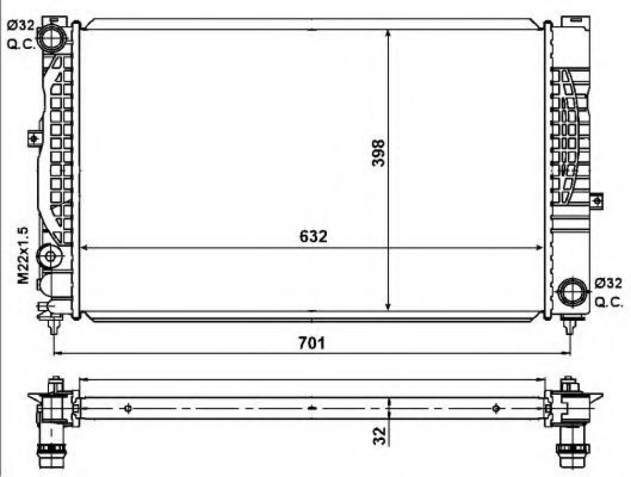 Radiator, racire motor SKODA SUPERB I (3U4) (2001 - 2008) NRF 539504 piesa NOUA