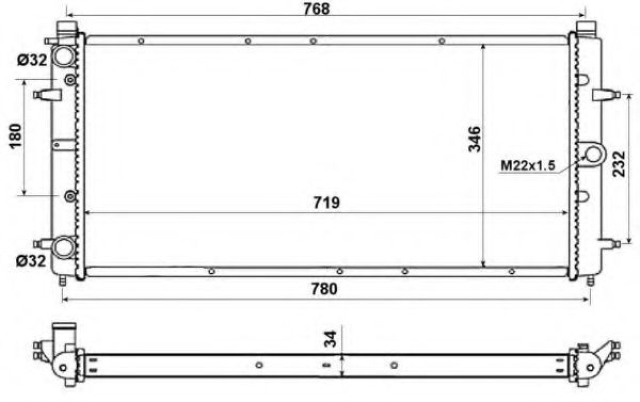 Radiator, racire motor VW TRANSPORTER IV platou / sasiu (70XD) (1990 - 2003) NRF 509514 piesa NOUA