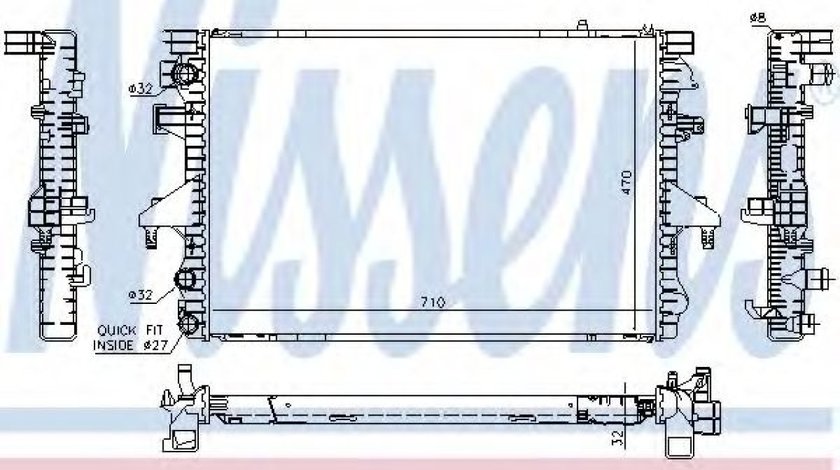 Radiator, racire motor VW TRANSPORTER V bus (7HB, 7HJ, 7EB, 7EJ, 7EF, 7EG, 7HF, 7EC) (2003 - 2016) NISSENS 65282A piesa NOUA