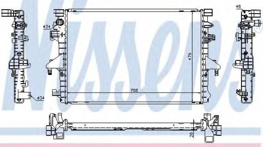 Radiator, racire motor VW TRANSPORTER V caroserie (7HA, 7HH, 7EA, 7EH) (2003 - 2016) NISSENS 65285 piesa NOUA