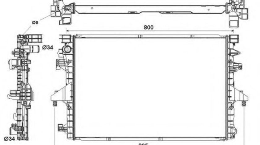 Radiator, racire motor VW TRANSPORTER V caroserie (7HA, 7HH, 7EA, 7EH) (2003 - 2016) NRF 53154 piesa NOUA