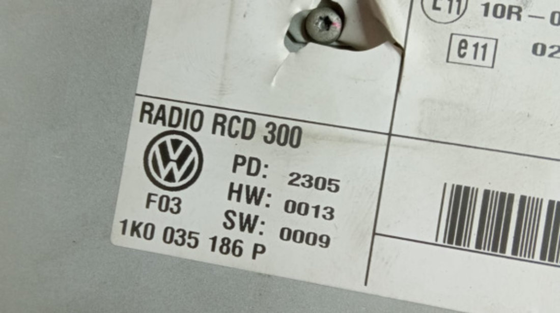 Radio mp3 player 1k0035186p Volkswagen VW Transporter T5 [facelift] [2009 - 2015] 2.0 tdi CAAB