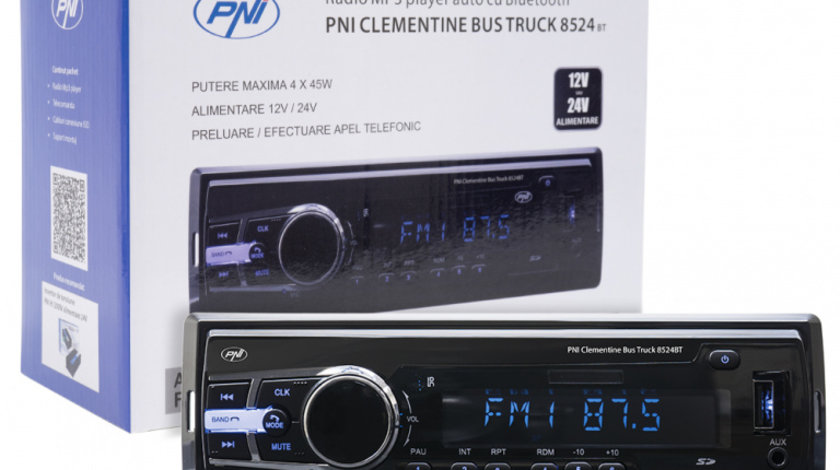 RADIO MP3 PLAYER AUTO PNI CLEMENTINE BUS TRUCK 8524BT RDS 4X45W 12V/24V CU SD, USB, AUX, RCA SI BLUETOOTH PNI-8524BT PNI