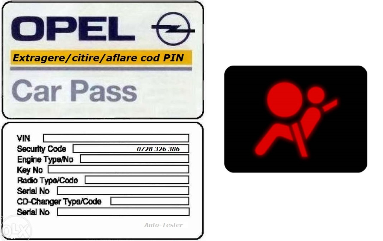 Resetare airbag & extragere citire aflare carpass cod pin securitate car  pass Opel #39252103