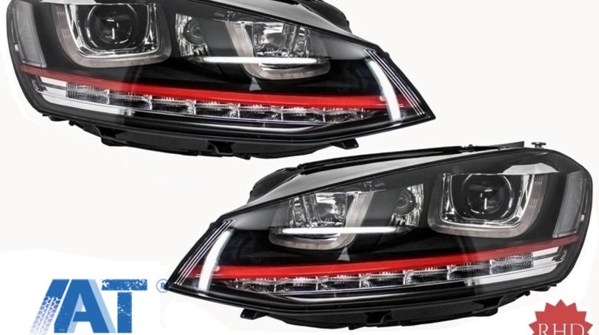 RHD Faruri 3D LED compatibil cu VW Golf 7 VII (2012-2017) R20 GTI Design Semnal Dinamic LED