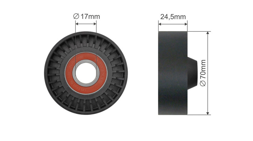 ROLA INTINZATOR CUREA TRANSMISIE, VOLVO C70 I, S60 I, S70, S80 I, V70 I, V70 II, XC70 I, XC90 I; CHRYSLER 300C, VOYAGER V; FIAT BRAVA, BRAVO I, DOBLO, DOBLO/MINIVAN 1.6-6.4 10.95-