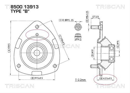 Rulment Sarcina Suport Arc Triscan Toyota 8500 13913