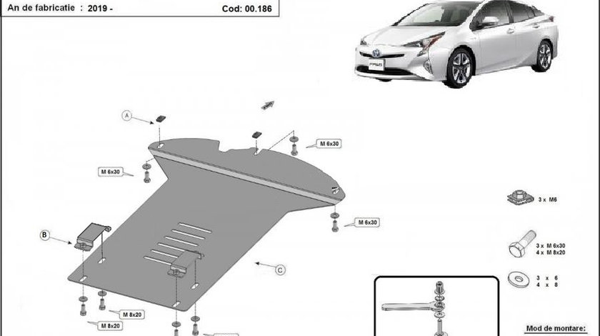 Scut metalic antifurt catalizator Toyota Prius 4 2019-prezent