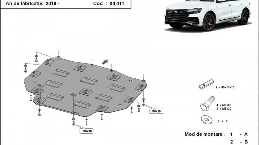 Scut metalic cutie de viteze Audi Q8 2018-prezent