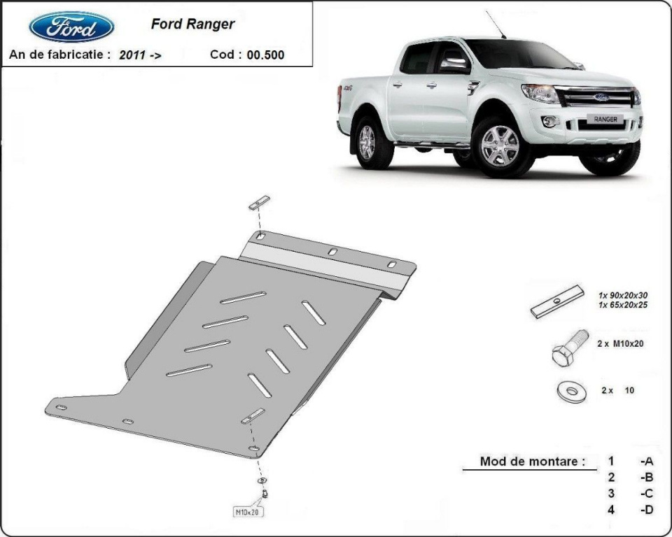 Scut metalic cutie de viteze Ford Ranger 2012-2019