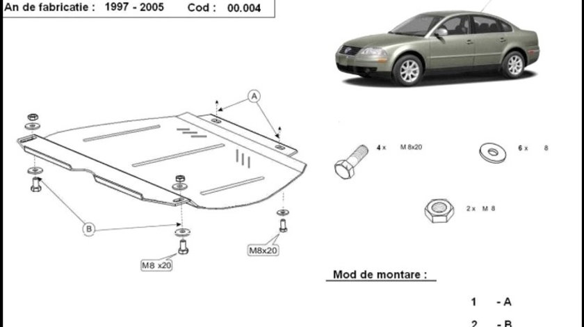 Scut metalic cutie de viteze manuala VW Passat B5 1996-2005