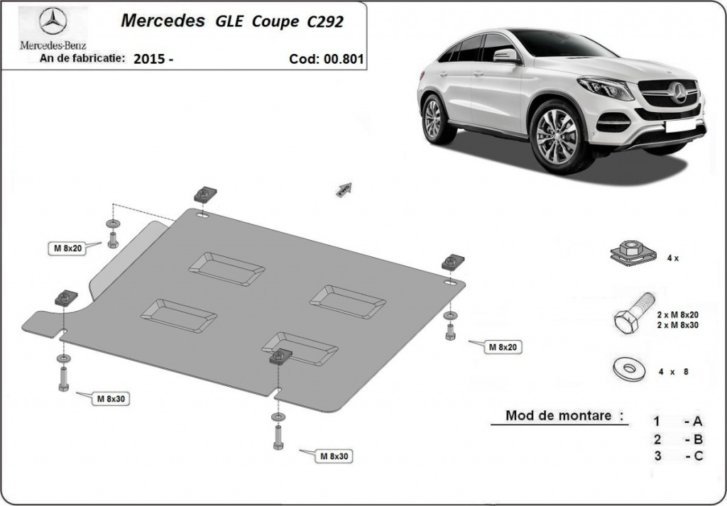 Scut metalic cutie de viteze Mercedes GLE Coupe C292 2015-2018