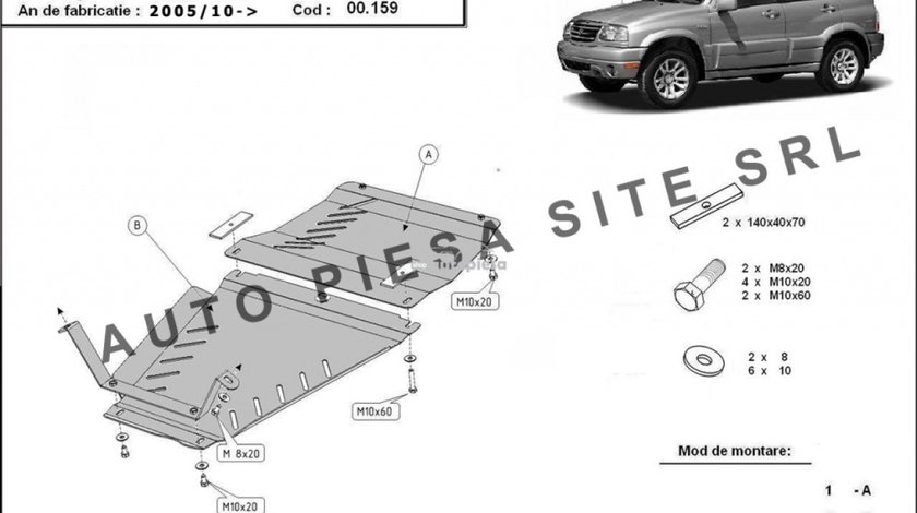 Scut metalic cutie + diferential Suzuki Grand Vitara fabricat incepand cu 2005 APS-00,159 piesa NOUA