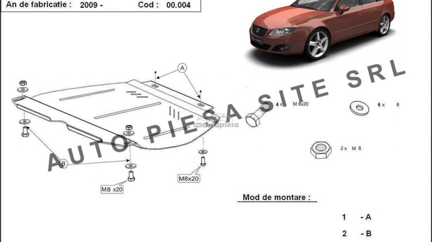 Scut metalic cutie viteze manuala Seat Exeo fabricat incepand cu 2009 APS-00,004 piesa NOUA