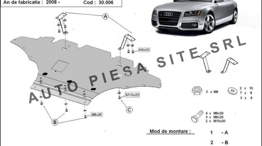 Scut metalic motor Audi A5 fabricat incepand cu 2007 APS-30,006 piesa NOUA