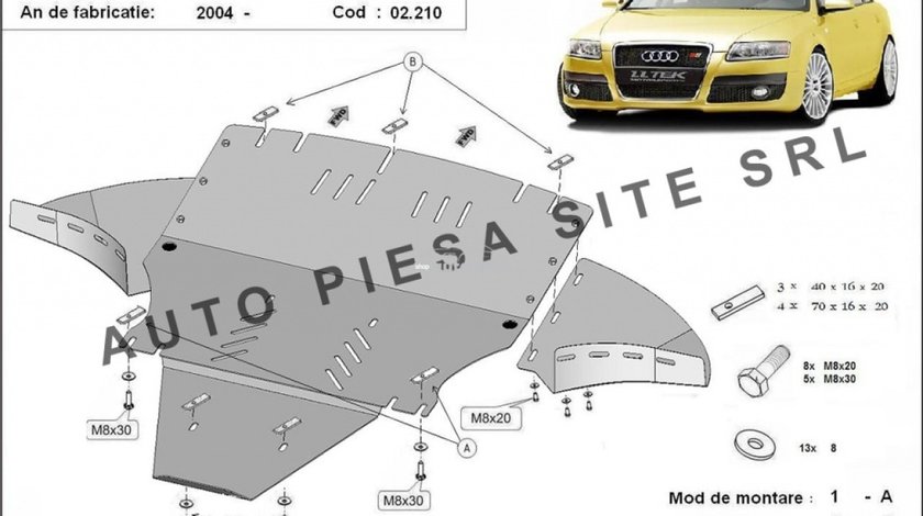 Scut metalic motor Audi A6 C6 fabricat in perioada 2004 - 2011 (cu laterale) APS-02,210 + 00.210 piesa NOUA