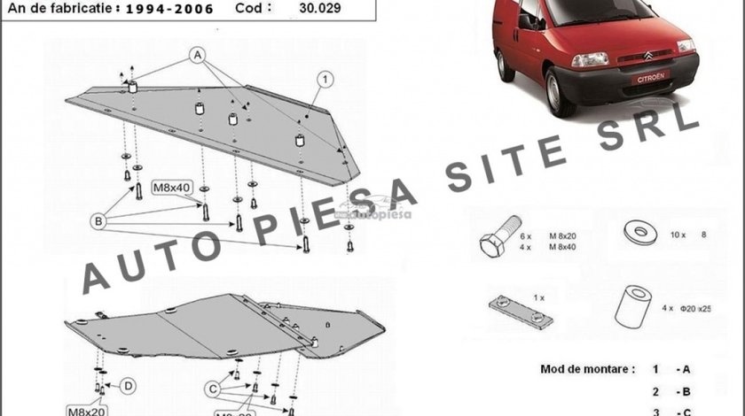 Scut metalic motor Citroen Jumpy fabricat in perioada 1994 - 2006 APS-30,029 piesa NOUA