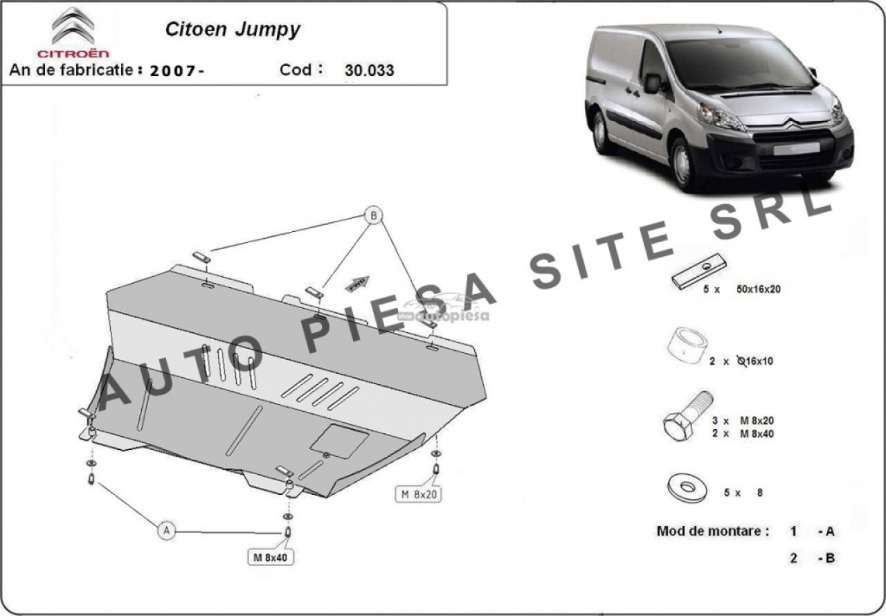 Scut metalic motor Citroen Jumpy fabricat incepand cu 2007 APS-30,033 piesa NOUA