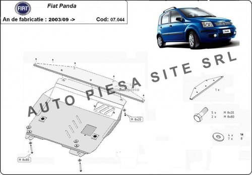 Scut metalic motor Fiat Panda fabricat incepand cu 2006 APS-07,044 piesa NOUA