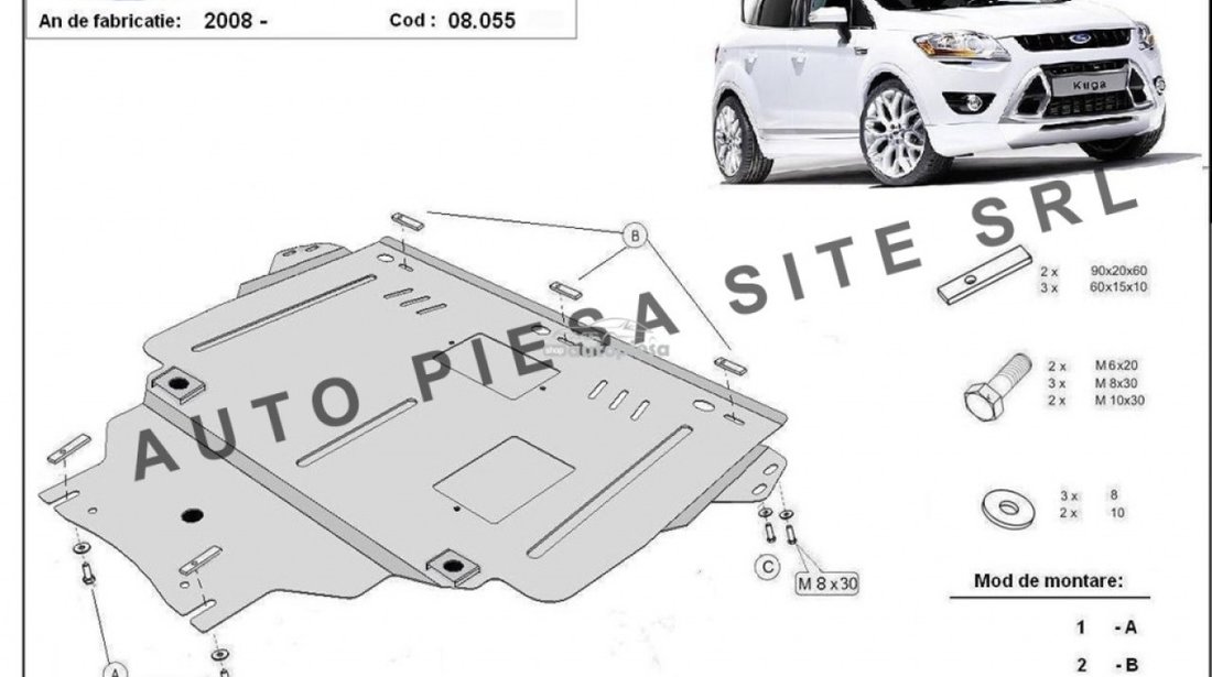 Scut metalic motor Ford Kuga fabricat in perioada 2008 - 2012 APS-08,055 piesa NOUA