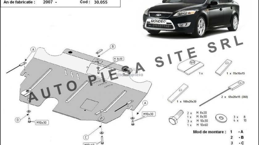 Scut metalic motor Ford Mondeo 4 IV fabricat incepand cu 2007 APS-30,055 piesa NOUA