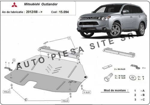 Scut metalic motor Mitsubishi Outlander 3 III fabricat incepand cu 2012 APS-15,094 piesa NOUA