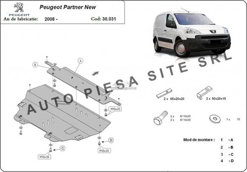 Scut metalic motor Peugeot Partner fabricat incepand cu 2008 APS-30,031 piesa NOUA