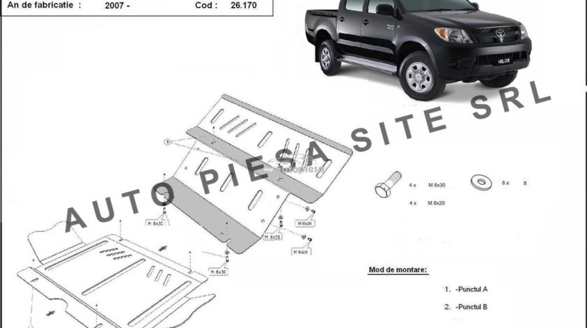 Scut metalic motor + radiator Toyota Hilux fabricata incepand cu 2007 APS-26,170 piesa NOUA