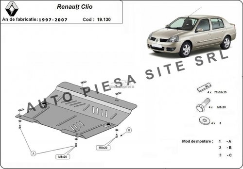 Scut metalic motor Renault Clio 2 II fabricat in perioada 1997-2007 APS-19,130 piesa NOUA