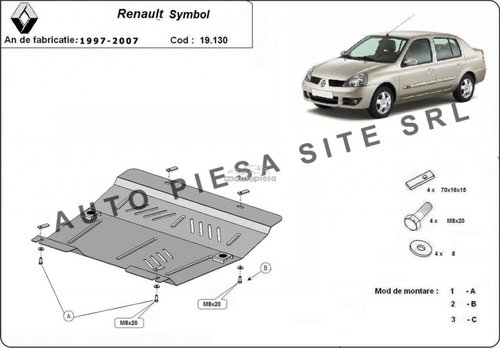 Scut metalic motor Renault Symbol 1 I fabricat in perioada 1997 - 2007 APS-19,130 piesa NOUA