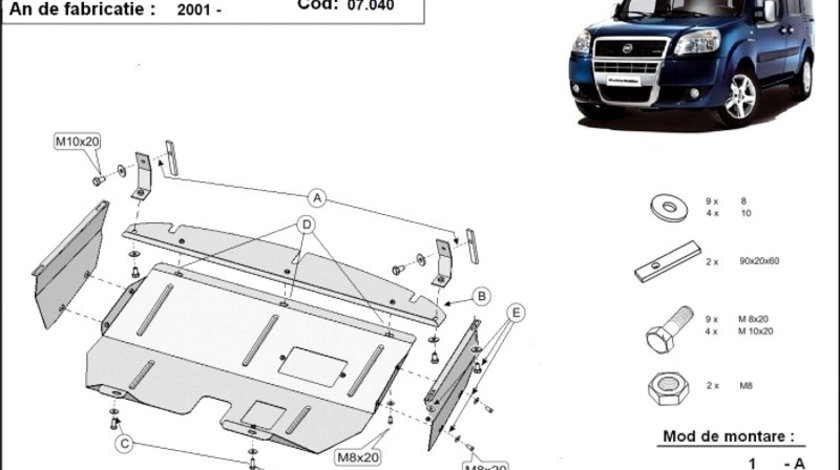 Scut metalic motor si cutie de viteze Fiat Doblo 2001-2009