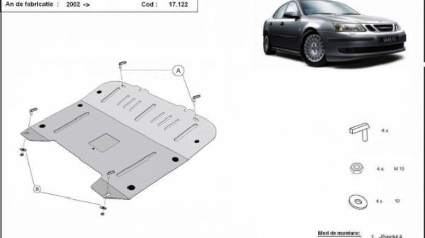 Scut metalic motor si cutie de viteze Saab 9-3 2002-2010