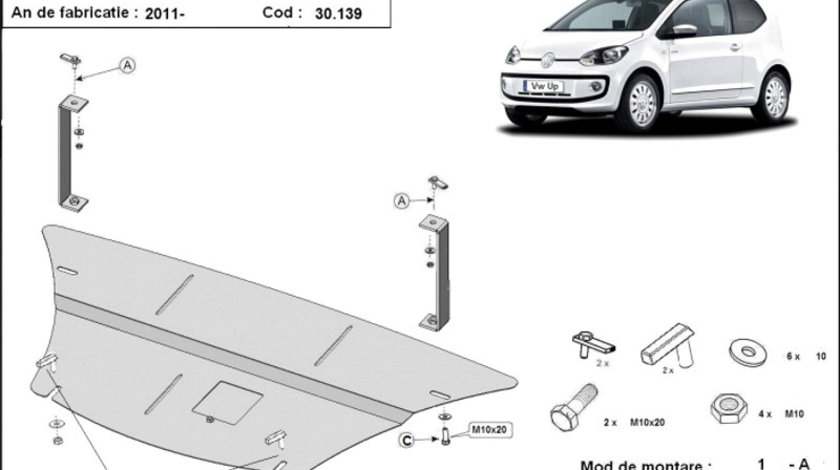 Scut metalic motor si cutie de viteze VW Up 2011-prezent