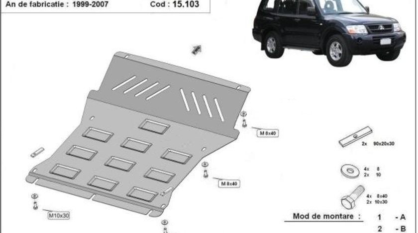 Scut metalic motor si radiator Mitsubishi Pajero 3 (V60, V70) Vers 2.0 1998-2007