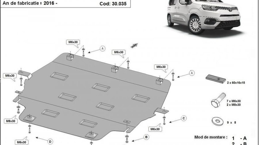 Scut metalic motor si radiator Toyota Proace 2016-prezent