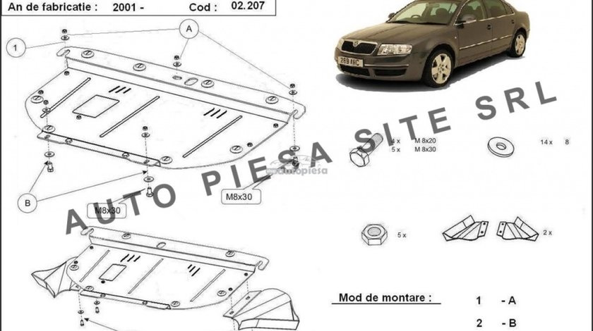 Scut metalic motor Skoda Superb 2.5 TDI fabricata in perioada 2001 - 2008 APS-02,207 piesa NOUA