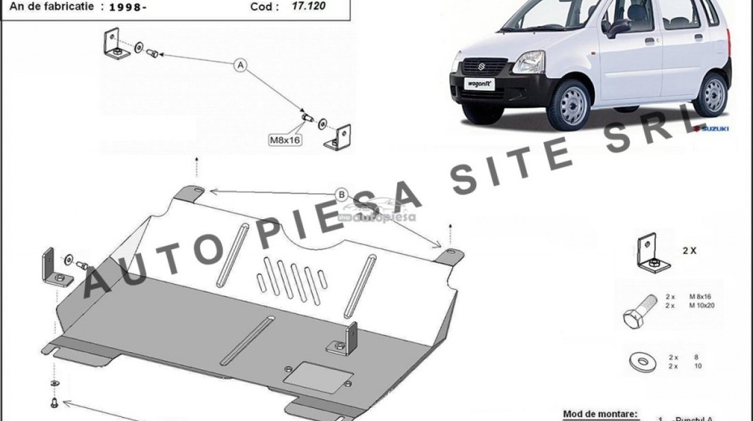 Scut metalic motor Suzuki Wagon R+ fabricat incepand cu 1998 APS-17,120 piesa NOUA