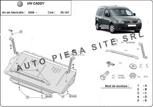 Scut metalic motor VW Caddy 3 III fabricat incepand cu 2004 APS-30,141 piesa NOUA