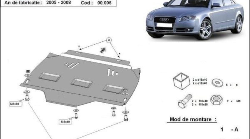 Scut metalic pentru cutia de viteze automata Audi A4 B7 2005-2008