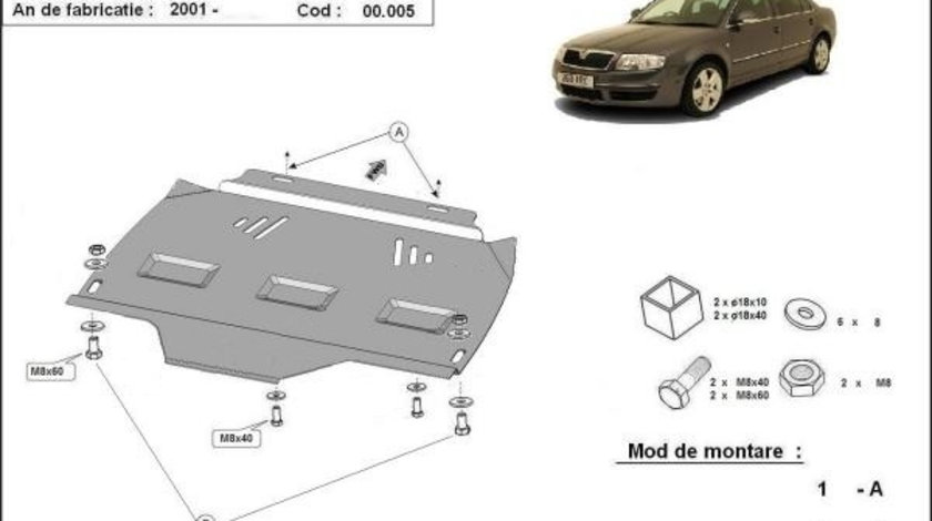 Scut metalic pentru cutia de viteze automata Skoda Superb 3U 2002-2008