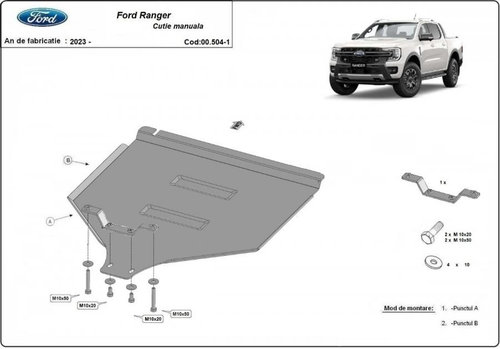 Scut metalic pentru cutie de viteze manuala Ford Ranger 2023-prezent