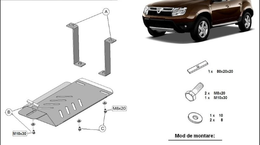 Scut metalic pentru diferential spate Dacia Duster III 2018-prezent