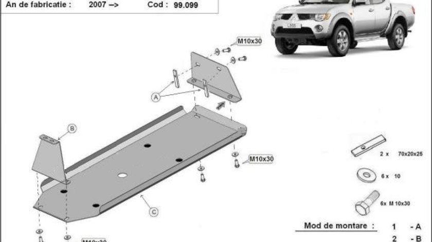 Scut metalic rezervor Mitsubishi L200 2006-2015