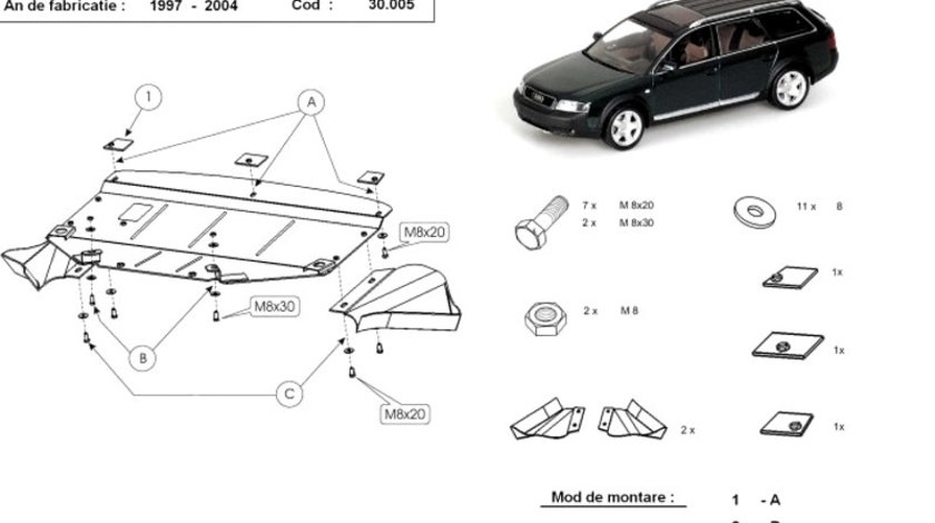 Scut motor metalic Audi A6 C5 1997-2004